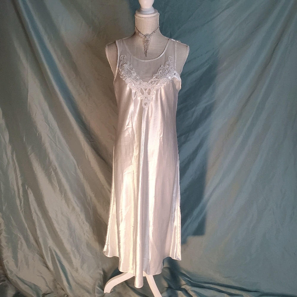 White satin gown